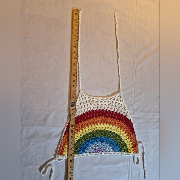 Colorful Crochet Rainbow Halter Top OS Boho - Picture 4 of 8